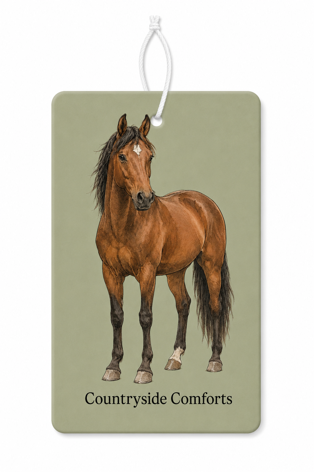 Brown horse with a sage background